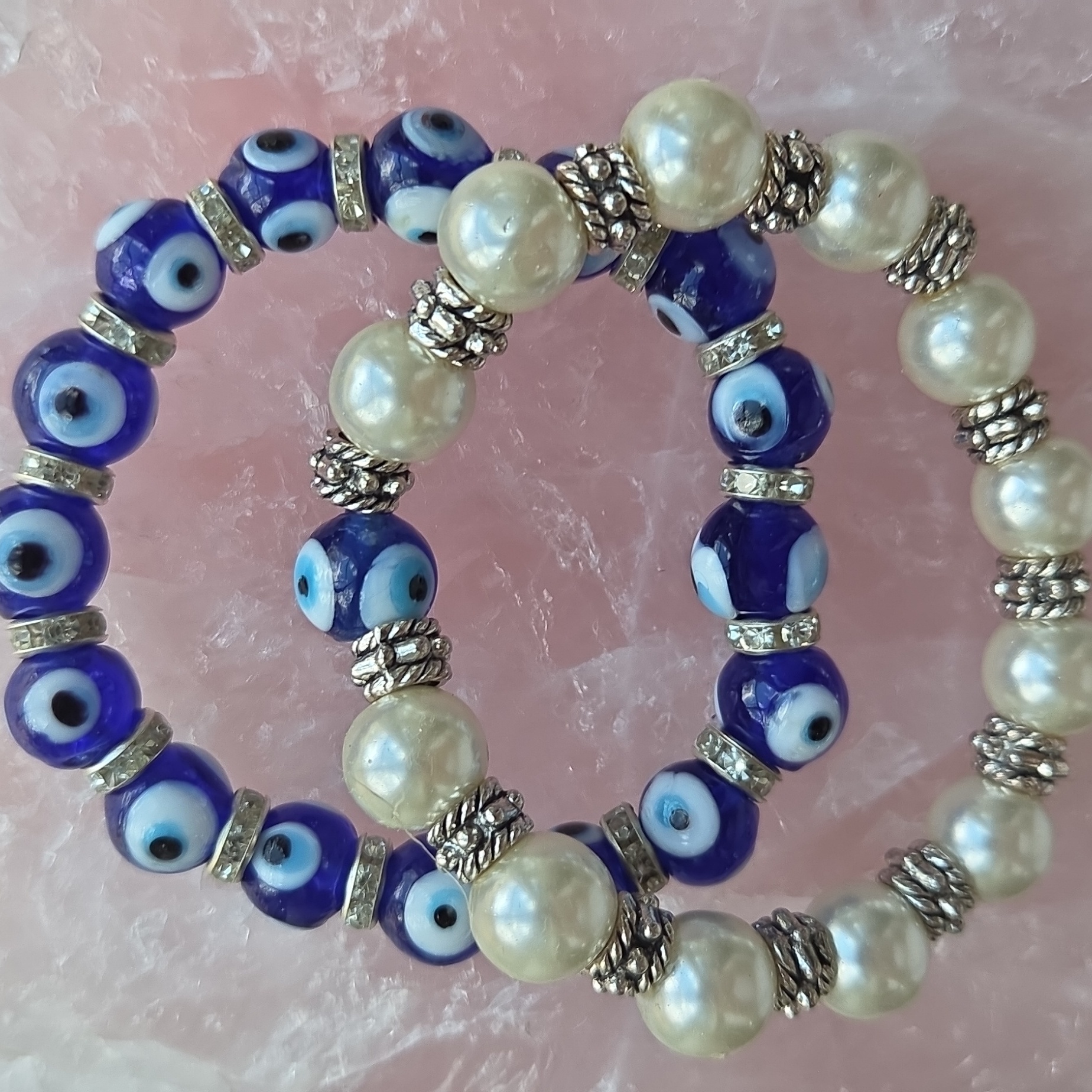 Artisan Ny Blue And White Beaded Bracelet Set